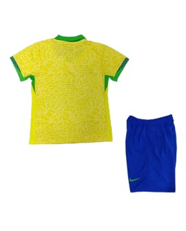 Brazil Home Jersey Kit 2024 Kids(Jersey+Shorts)