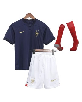 Youth France Jersey Whole Kit 2022 Home World Cup
