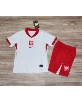Poland Home Jersey Kit EURO 2024 Kids(Jersey+Shorts)