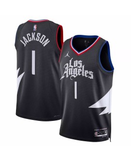Men's LA Clippers Reggie Jackson #1 Jordan Brand Black 2022/23 Swingman Jersey - Statement Edition